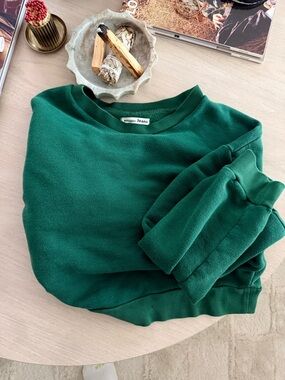 Reformation Green Crop Sweatshirt